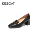 KISS 女KA54103 CAT 接吻猫春秋羊皮方头一脚蹬粗高跟通勤单鞋