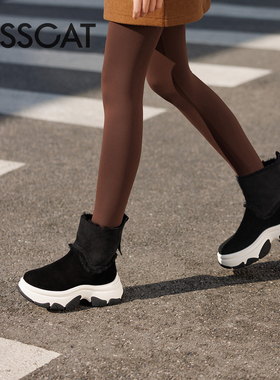 KISS CAT/接吻猫秋冬厚底雪地靴防水防滑加厚毛毛靴女KA43796-50