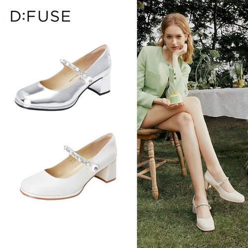 迪芙斯优雅百搭牛皮玛丽珍单鞋女