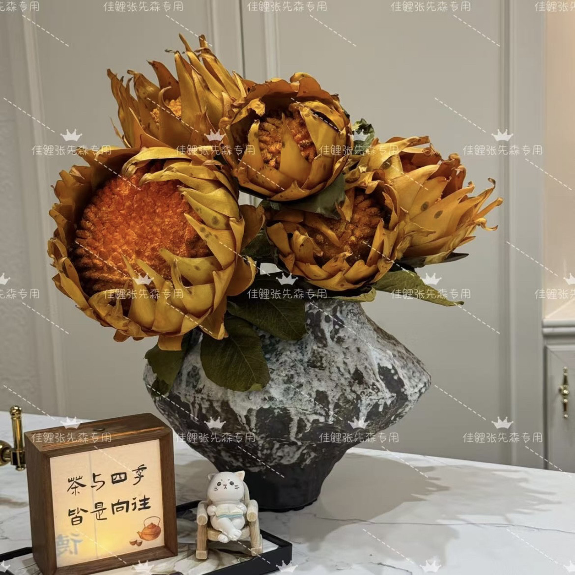 佳鲤推荐陶罐艺术异形花瓶花盆花园庭院家居室内摆件向日葵仿真花,家居饰品,户外/庭院摆件,淘宝优惠券,粉丝福利购,淘宝优惠卷