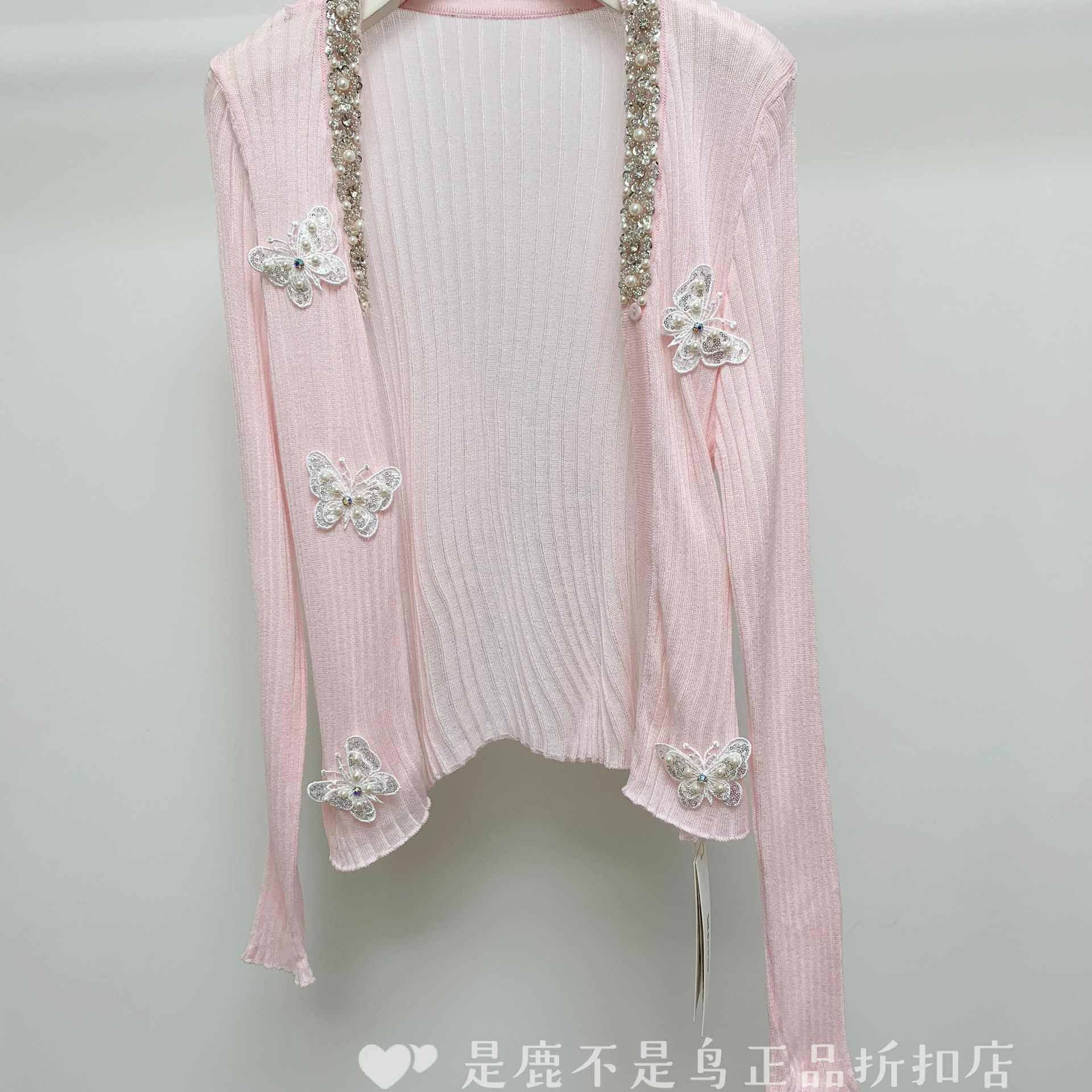 映氏ins国内专柜正品代购25春夏重工钉珠满身绣花立体蝴蝶结开衫