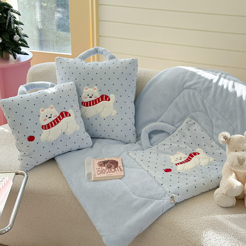 卡通可爱小狗可手提抱枕被子