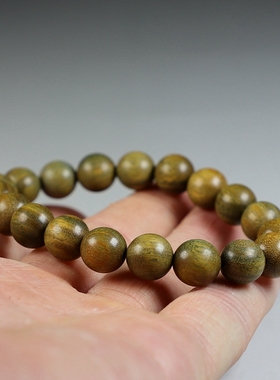 [春意]天然绿檀手链10mm女款木质手串精致小孔 楼叔精选