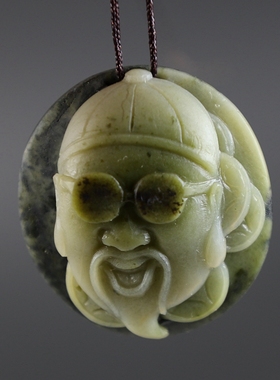 [财主]天然独山玉俏色纯手工雕刻挂件 原创个性吊坠 楼叔孤品