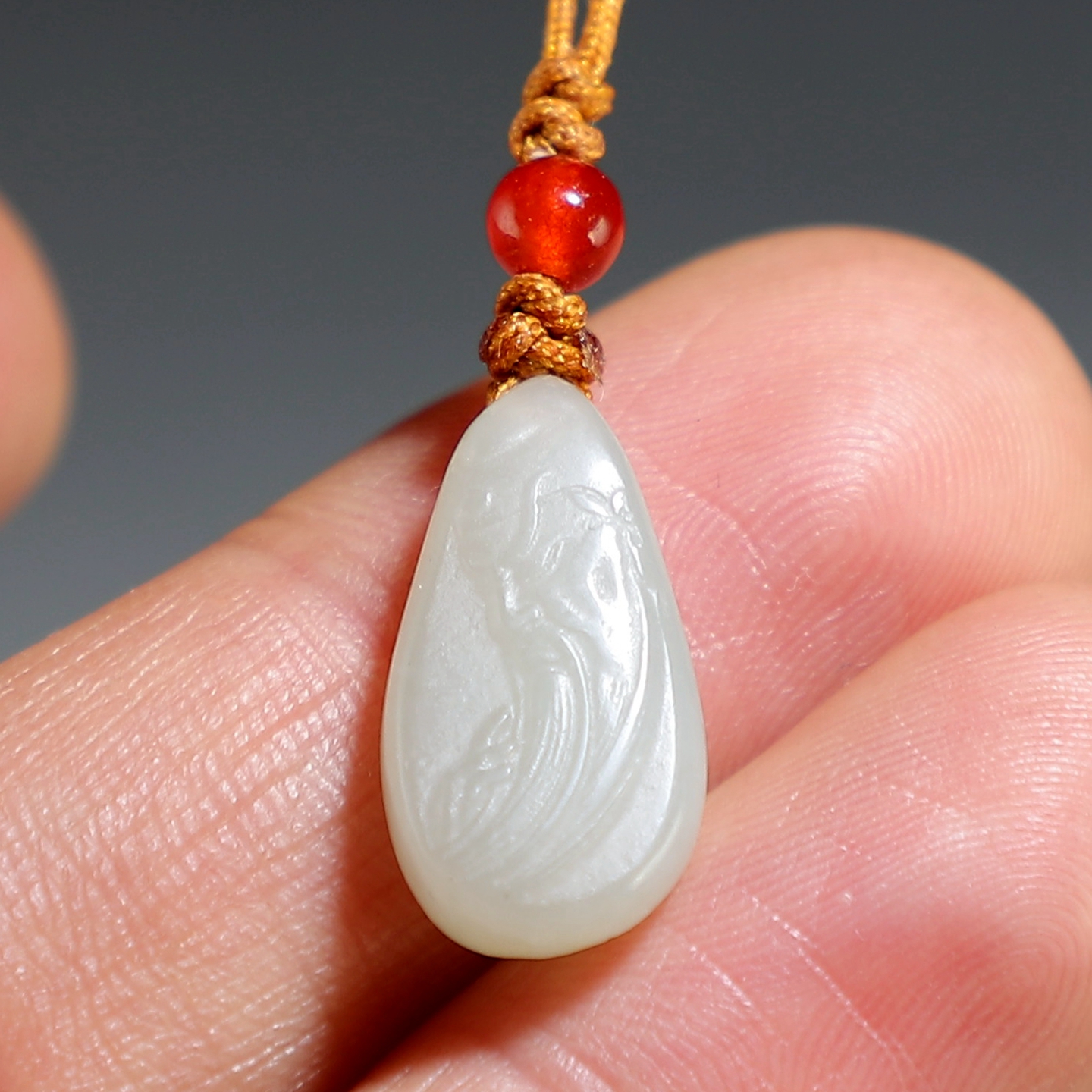 【武财神】和田玉子料关公手机吊坠 新疆青白玉小挂件 楼叔孤品