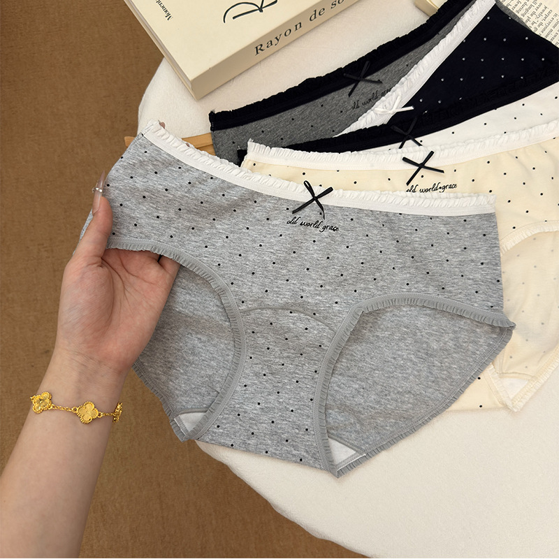 中腰纯棉无痕蝴蝶结女士内裤