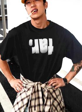 FAR ACHIVE FK红色美式重磅潮牌纯棉宽松情侣潮流短袖T恤男士夏季