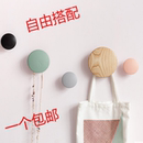 实木挂衣钩壁挂墙壁玄关创意客厅图钉挂钩装 饰圆形挂钩手工制作