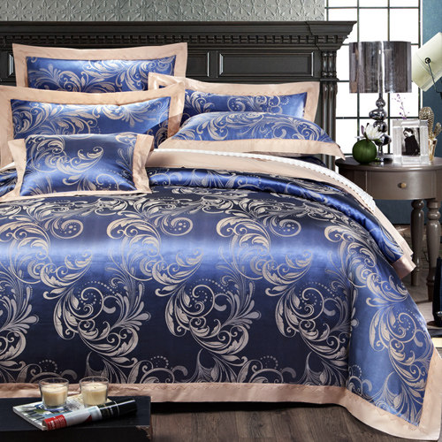 欧式贡缎提花全棉四件套1.5m 1.8m婚庆纯棉2x2.2米双人大床上用品