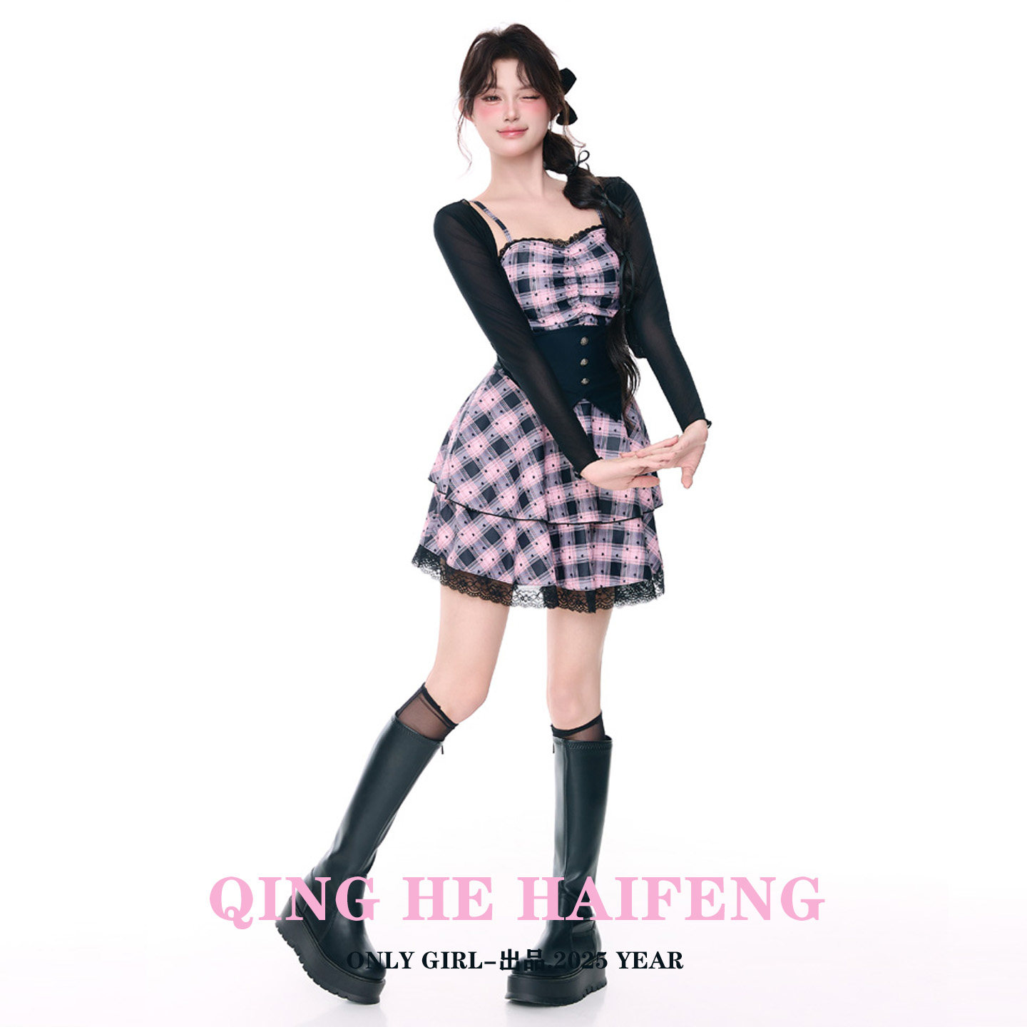 ONLY GIRL泳衣女新款甜酷暗黑风粉色格子连体束腰蛋糕裙少女学生,运动/瑜伽/健身/球迷用品,连体泳衣,淘宝优惠券,粉丝福利购,淘宝优惠卷