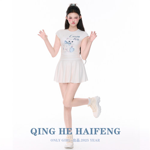 可爱甜美显瘦保守裙式连体泳衣
