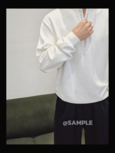 Sample-纯色V领排扣简约百搭休闲宽松卫衣