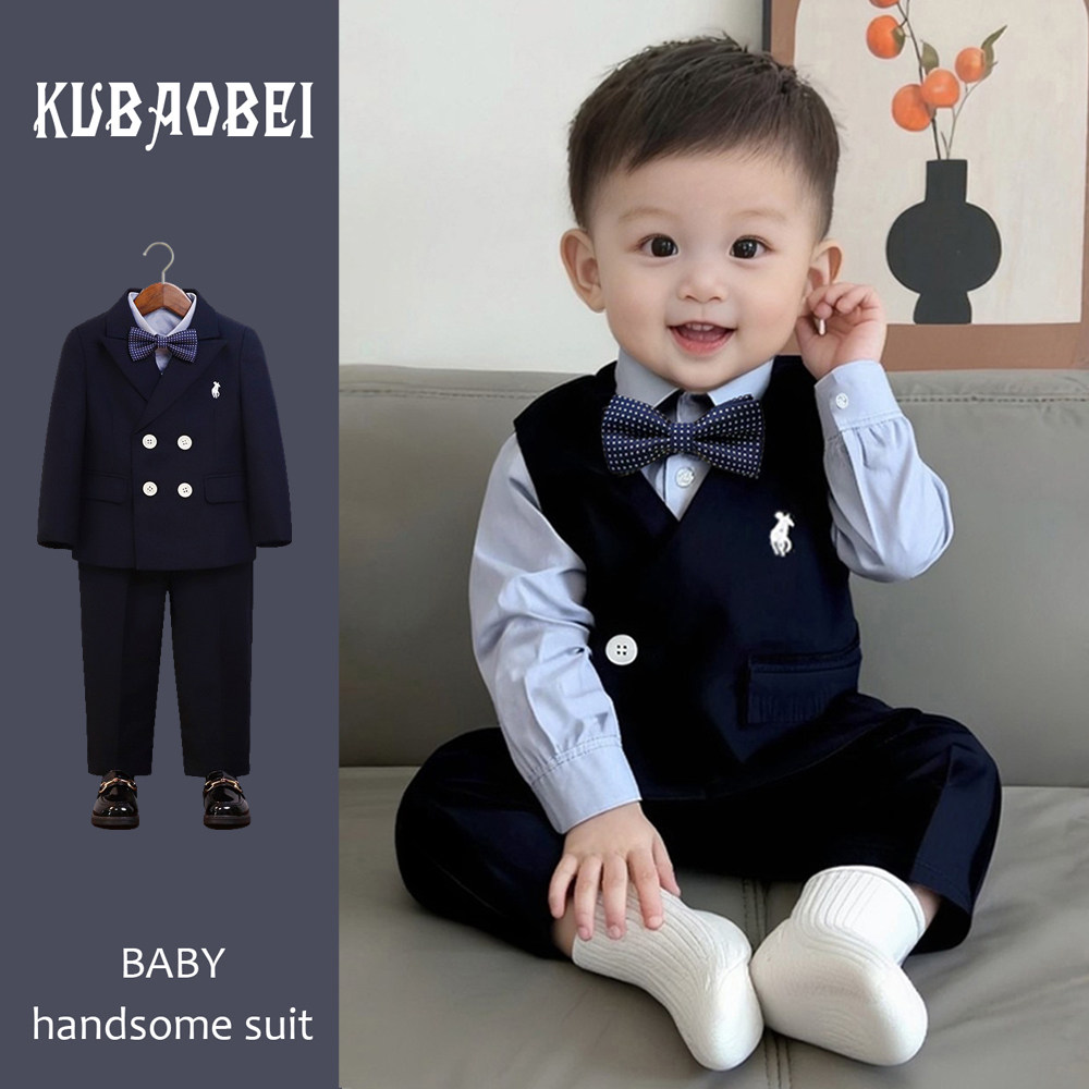 儿童小西装套装春秋男宝宝周岁礼服生日宴花童男童主持人演出西服
