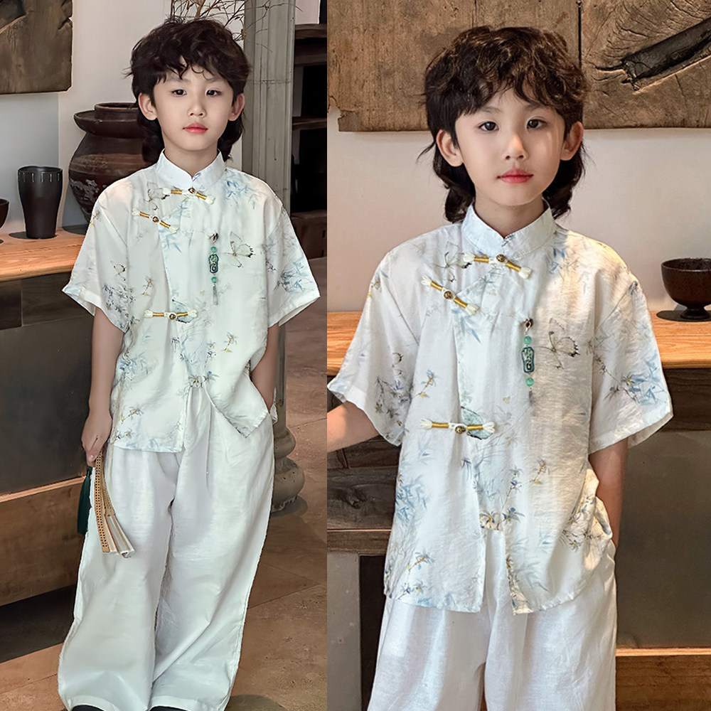 童汉服夏季洋气新中式唐装套装