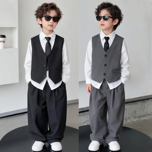 儿童礼服男童西装 春秋帅气潮流花童生日西服主持人走秀演出服 套装