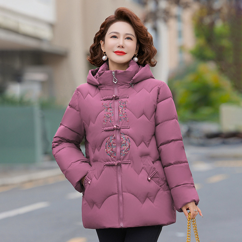 外套妈妈羽绒棉服冬装2025新款中老年加绒加厚棉衣女奶奶老人衣服