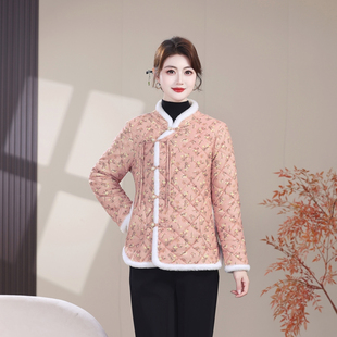 国风中式花棉袄女装冬季民族风加绒加厚盘扣棉衣复古棉服保暖外套
