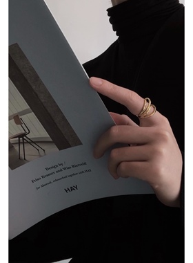 小众个性设计师款4不对称环戒指