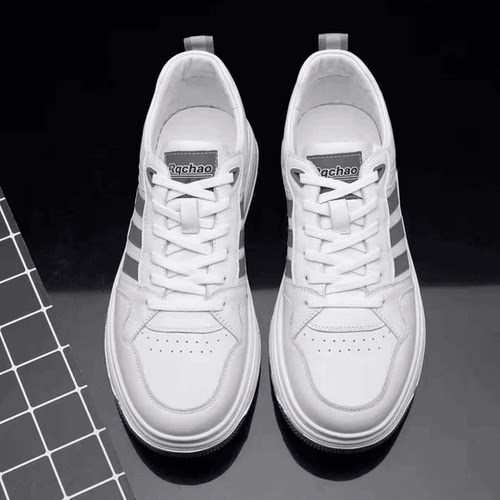 瑞青潮头层牛皮透气不闷脚休闲白色男开车散步潮流小白鞋231508N