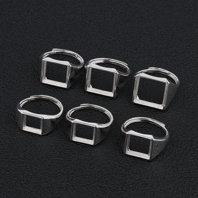 纯银S925戒指空托活口镶嵌