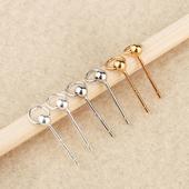 锐鹏S925纯银耳钉女睡觉免摘银饰耳骨钉耳洞耳饰DIY带圈豆豆耳钉