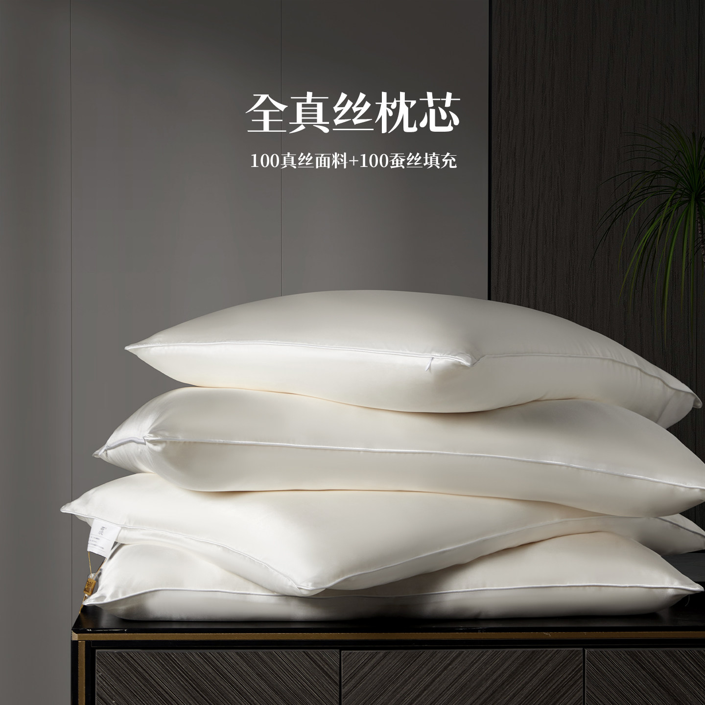 内外全真丝蚕丝枕头 19姆米全真丝100纯蚕丝 护颈低枕软 抑菌防螨