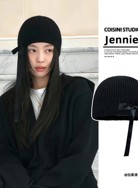 Jennie金智妮同款蝴蝶结针织帽子