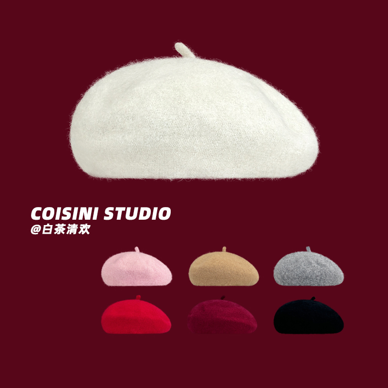 日系小众羊毛呢秋冬保暖画家帽女