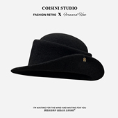 赫本风高品质法式 优雅气质盆帽渔夫帽 复古千金翻沿羊毛礼帽女冬季