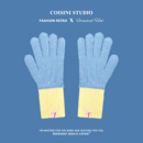 韩版 蓝色毛绒可爱针织手套女秋冬保暖防寒骑行学生分指可触屏 新款