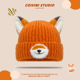 可爱狐狸尼克周边动漫卡通针织帽子女秋冬保暖百搭显脸小毛线帽潮