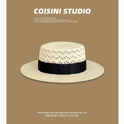 小香风格法式度假平顶礼帽草帽