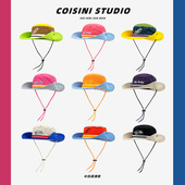 户外防晒登山帽 多巴胺拼色大檐渔夫帽子女春夏季 2025新款 复古工装