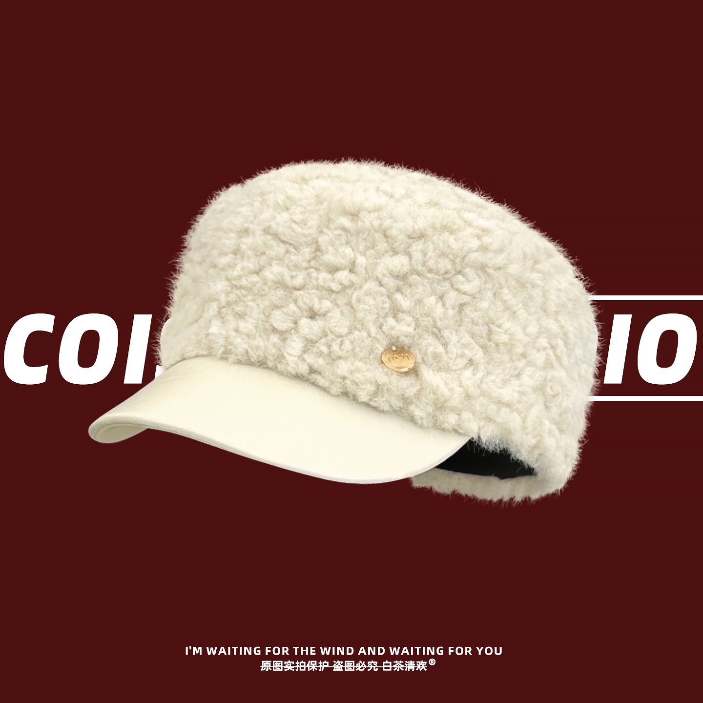 秋冬羊羔毛保暖显脸小棒球帽女