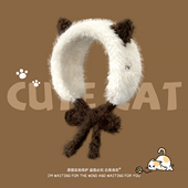 可爱小猫耳朵毛绒耳罩女冬季 系带耳包保暖防冻护耳耳暖耳捂子围脖