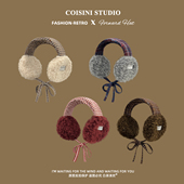 韩版 百搭耳捂子 ins风撞色绑带羊羔绒耳套女冬季 保暖防风耳罩时尚