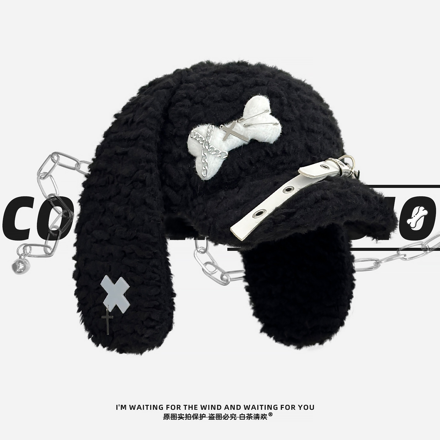 日系Y2K朋克毛绒保暖棒球帽女