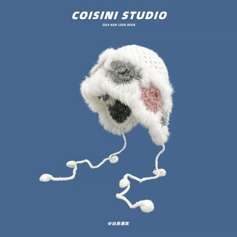 新款针织钩花毛线帽仿兔毛女秋冬氛围感混线复古拍照出片文艺百搭,服饰配件/皮带/帽子/围巾,帽子,淘宝优惠券,粉丝福利购,淘宝优惠卷