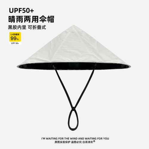 加大帽檐可折叠伞帽晴雨两用防晒帽子男女春夏季户外斗笠帽遮阳帽