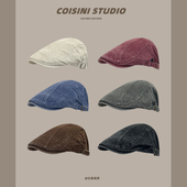 美式 复古咖啡色水洗做旧牛仔前进帽女辣妹鸭舌贝雷帽报童画家帽子