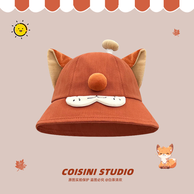 日系可爱卡通小狐狸蘑菇渔夫帽子