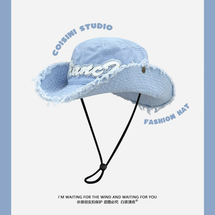 春日踏青防晒渔夫帽女春夏氛围感百搭文艺出片学生大檐户外登山帽