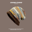 日系堆堆帽子女秋冬季 大头围防寒保暖潮人混色百搭包头帽套头冷帽