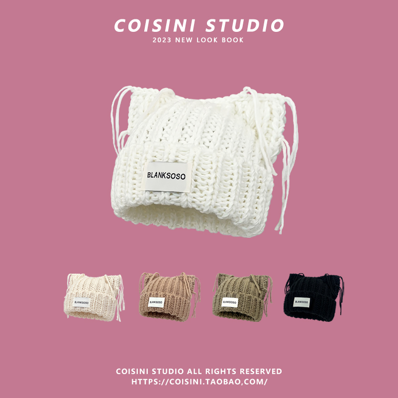 猫耳针织毛线帽女秋冬冷帽百搭潮