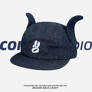 金道勋韦雪同款 立体翅膀刺绣棒球帽子男女百搭设计感鸭舌帽潮 韩版