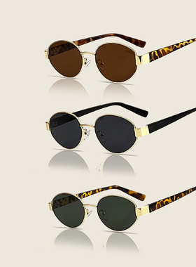 复古老钱风凯旋椭圆猫眼墨镜女