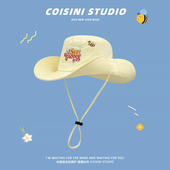 韩版 糖果色可爱蜜蜂速干登山帽女春夏户外出行露营遮阳ins渔夫帽