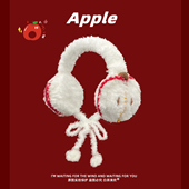 甜美可爱圣诞节毛绒红色苹果耳罩女秋冬保暖绑带护耳套针织耳捂子