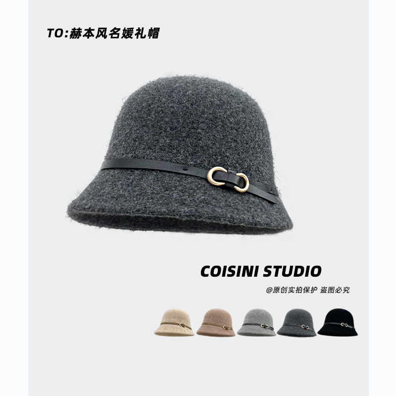 法式复古赫本风圆顶礼帽名媛千金