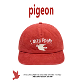 2026新款 复古潮牌字母鸽子刺绣平檐鸭舌帽子女春夏休闲百搭棒球帽